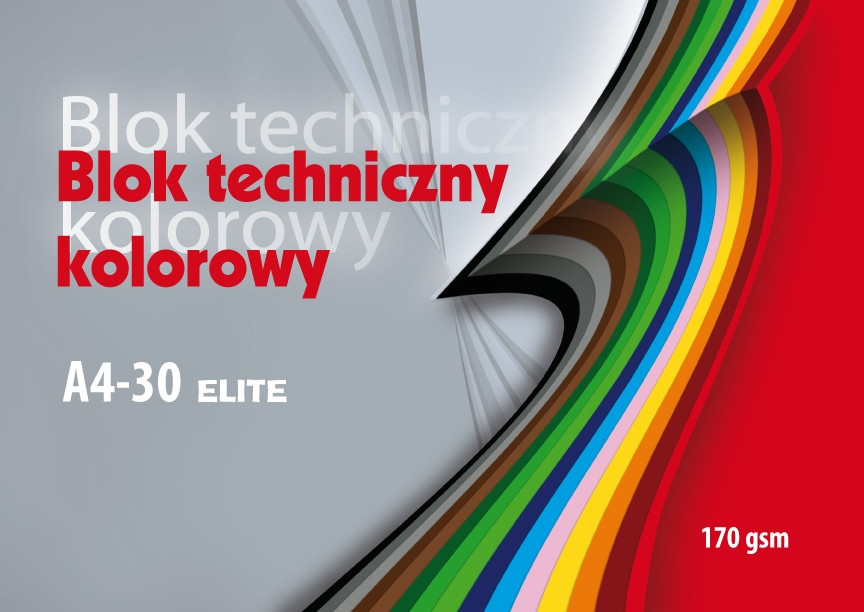 Blok techniczny kolorowy ELITE A4-30 Kreska